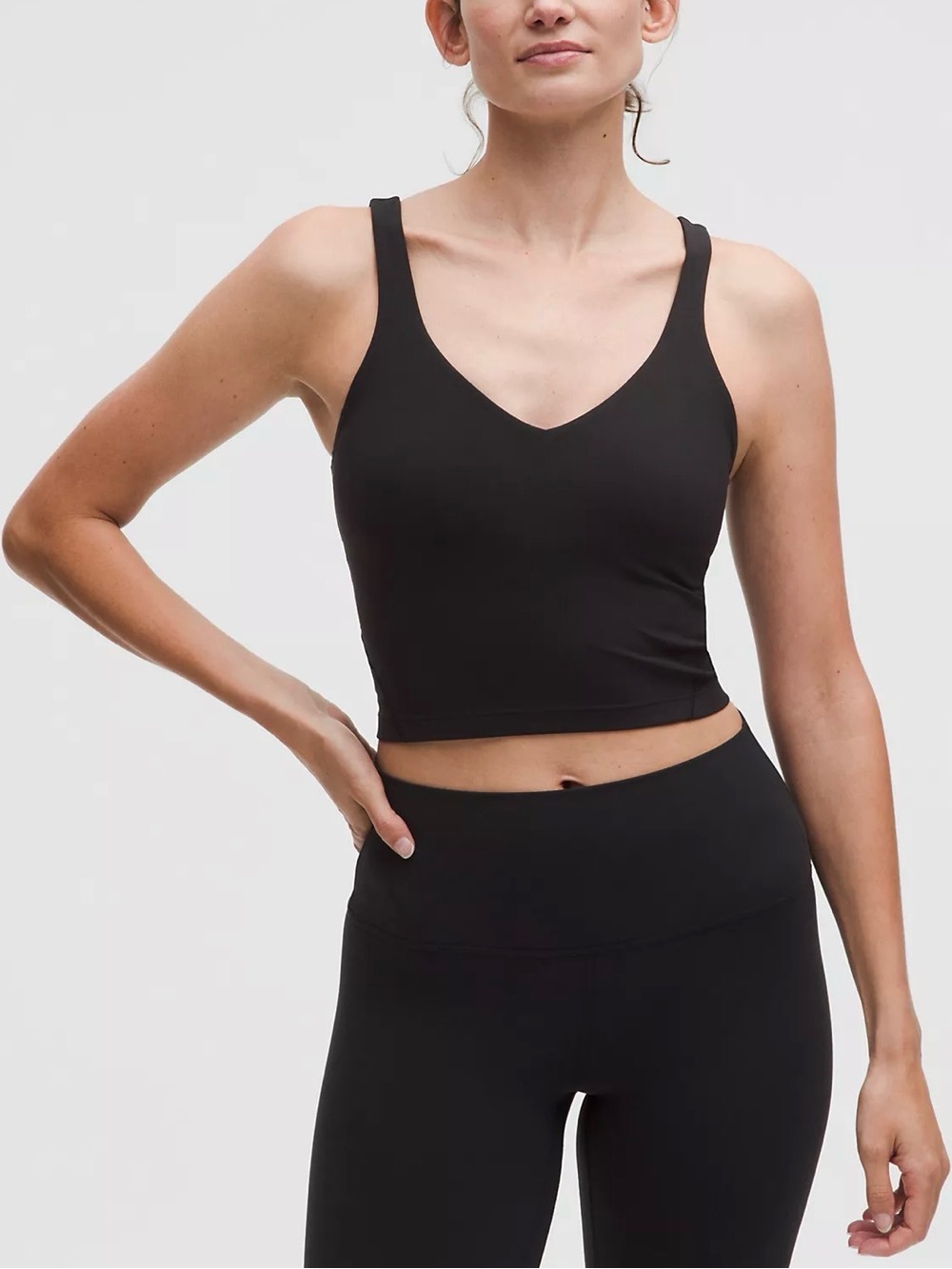 lululemon athletica Black V-Neck Slim-Strap Crop Top